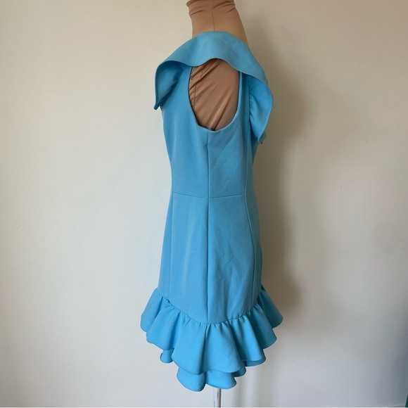 Milly Sky Blue Ruffle Trim Poly Blend Savannah Dress Size 10 - Picture 2 of 8